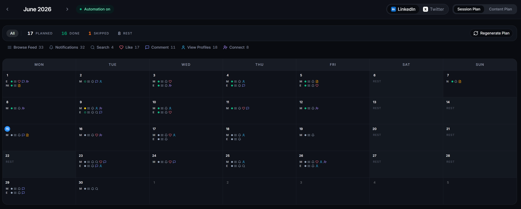 SocialNexis calendar: a full month of LinkedIn and X sessions